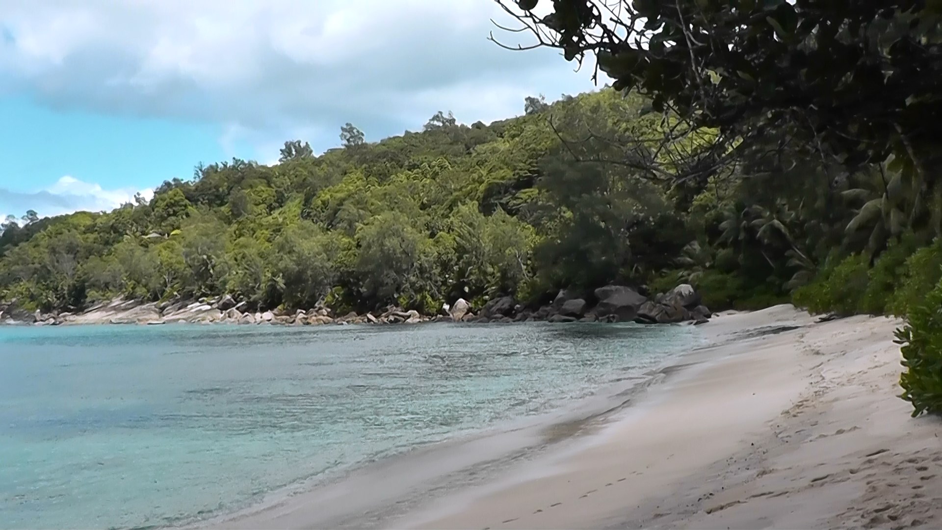 Anse Takamaka, plage, vue droite